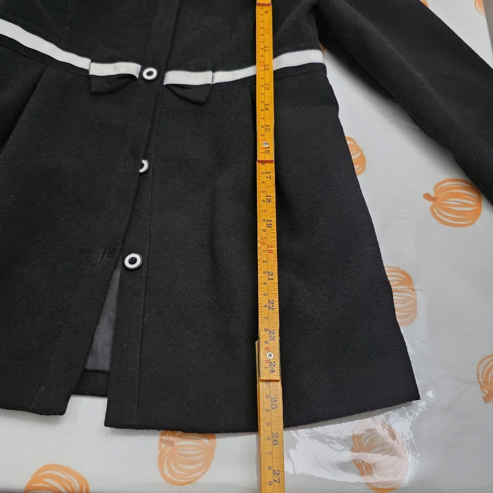 Girls Gymboree Olivia Pig Black Fashion Coat with White Accents Size Large 10/12